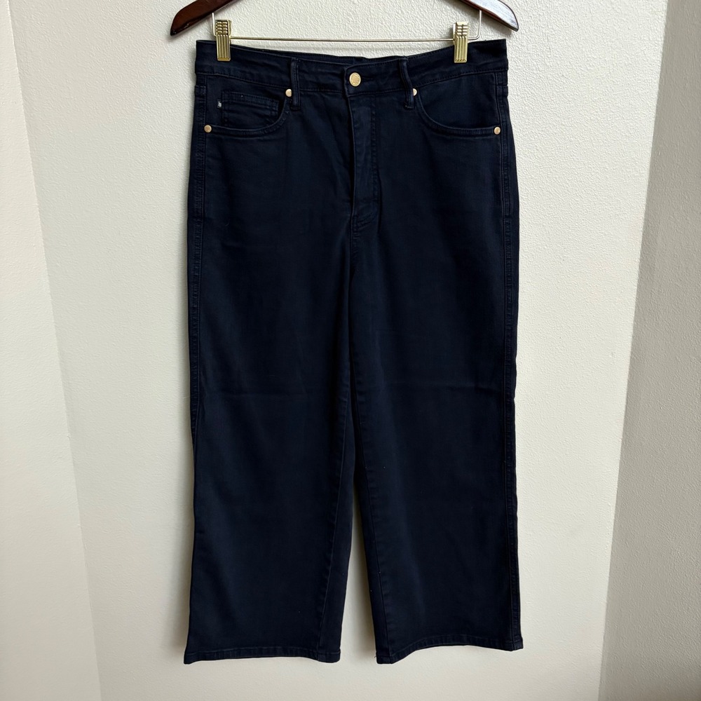 Judy Blue Wide Leg Crop Jeans 11/30 Garment Dyed Navy Blue High Rise